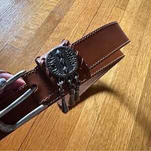 Southwestern Brown Leather Belt, NWOT